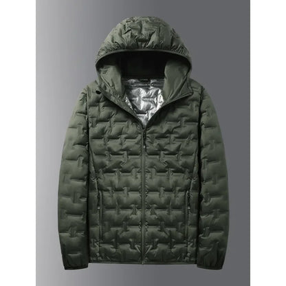Winter White Down Jacket Men Graphene Self-heating Windproof Pleated Hooded Puffer Jackets Casual Warm Down Coats Male Clothing