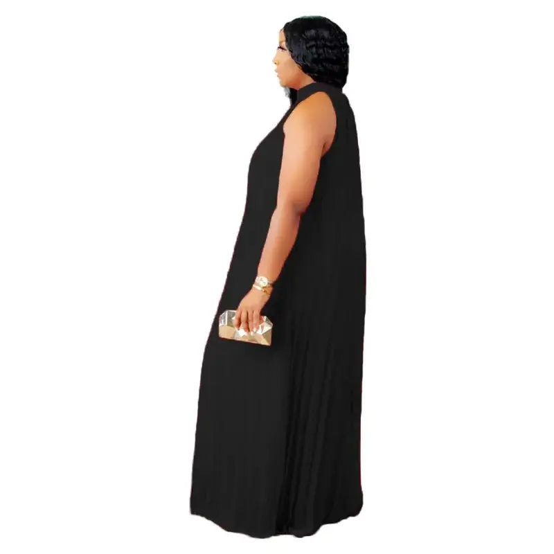 Wmstar Damen Übergröße Langarmkleid Ärmellos Bandage Neckholder Hohl Gesplitzt A-Linie Maxikleider Outfits Großhandel Dropshipping