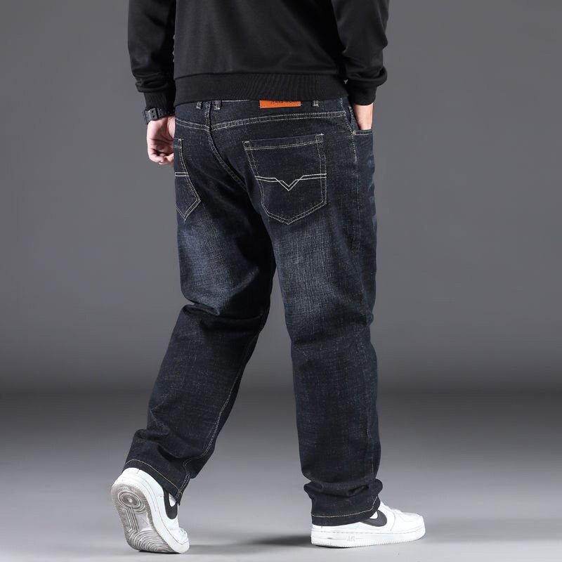 Plus Size Jeans Men Loose Denim Trousers Mens Oversize Clothing Streetwear Black Baggy Jeans 10XL Fashion Straight Casual Pants