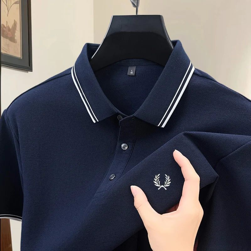 100% pure cotton high-end brand summer designer original exquisite embroidered polo shirt men's comfortable casual short sleeve