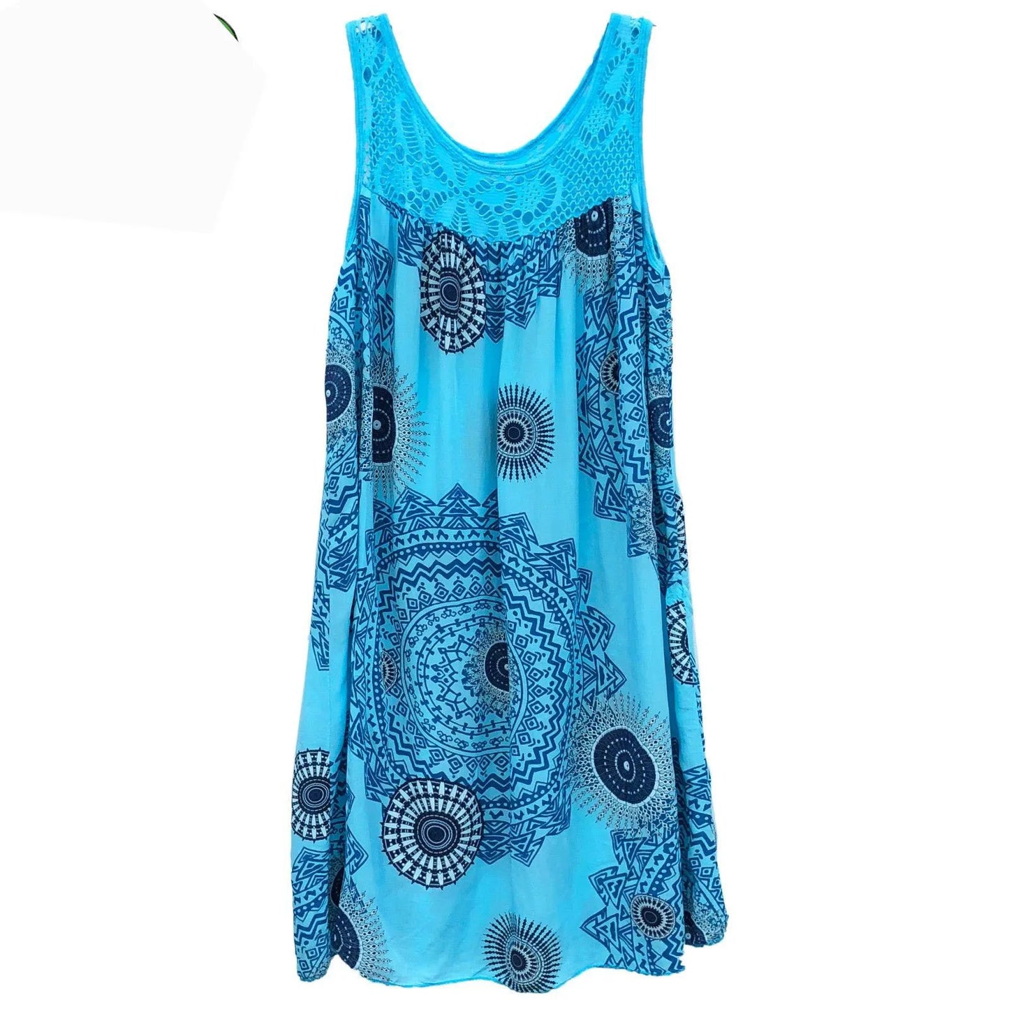 Damenbekleidung Sommer ärmelloses Trägerkleid Spitzenmuster ärmellos großer Schwung lockeres sexy Kleid langer Rock Übergröße