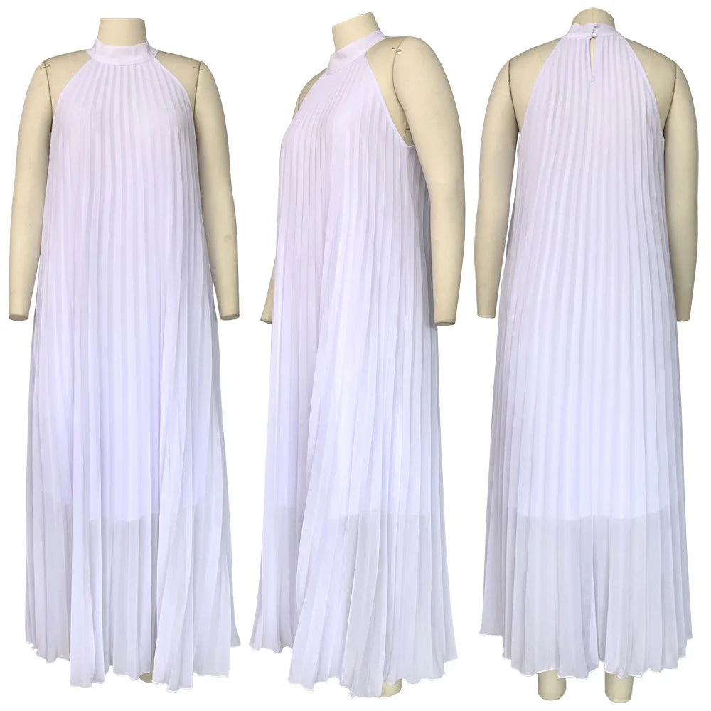 Wmstar Damen Übergröße Langarmkleid Ärmellos Bandage Neckholder Hohl Gesplitzt A-Linie Maxikleider Outfits Großhandel Dropshipping