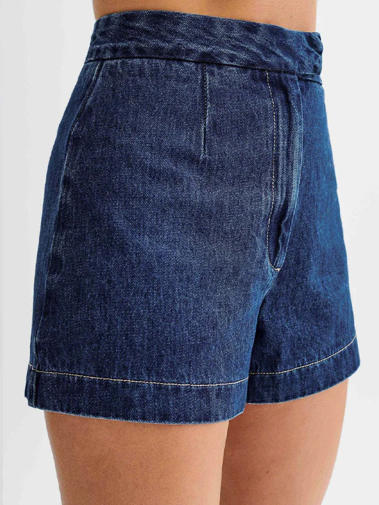 EOTVOTEE Streetwear Slim Sleeveless Denim Top for Women Fashion Casual High Waist Denim Shorts 2025 New Spring Summer Short Sets