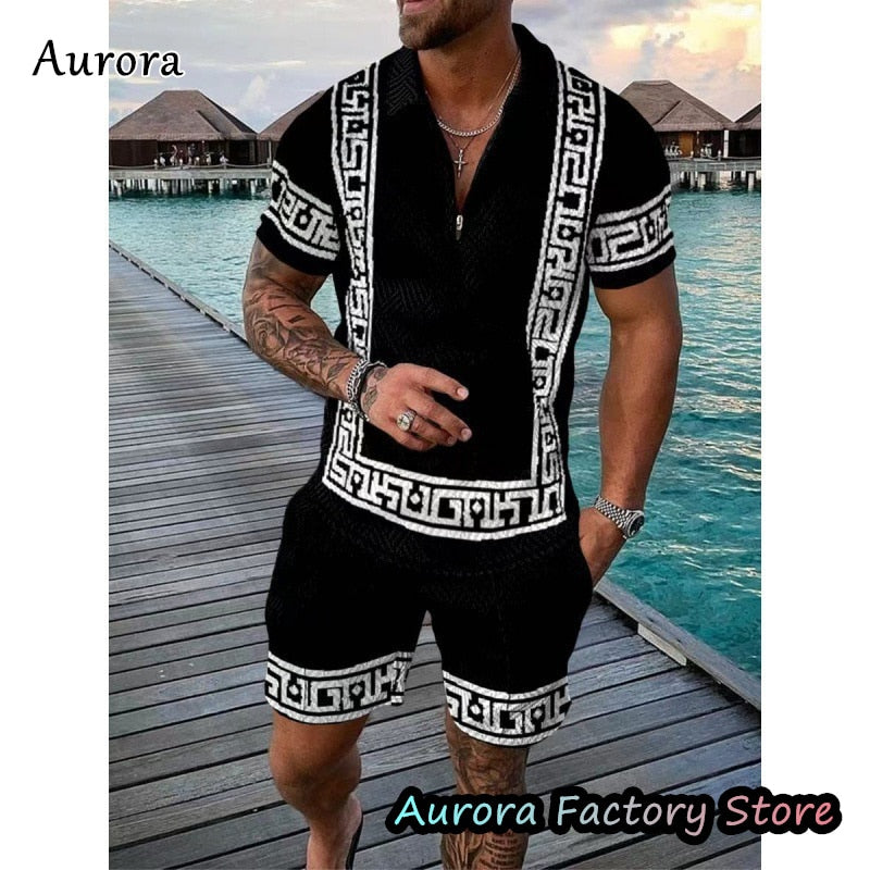 Luxury Men&#39;s Polo Set Summer Vintage Tracksuit Casual Stylish Outfit Male Polo Shirt Suit Hawaii Style Clothing New Streetwear