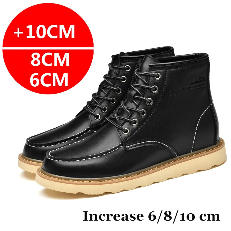 2024 Men Boots Elevator Shoes Hidden Heels High Soft Leather Heightening Shoes For Man Increase Insole 10CM 8CM 6CM Height Boots