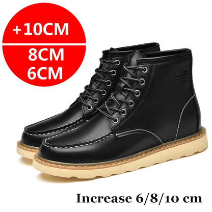 Men Boots Elevator Shoes Hidden Heels High Soft Leather Heightening Shoes For Man Increase Insole 10CM 8CM 6CM Height Boots