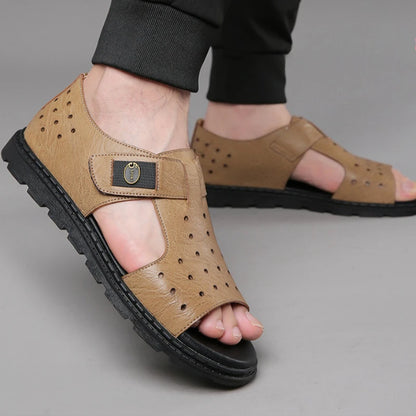 New Men's Sandals Fashion Brand Roman Sandals for Men Soft Bottom Comfortable Beach Shoes High Quality Leather Men Casual Shoes