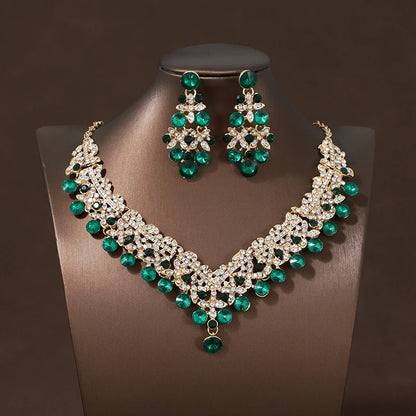 Itacazzo Bride Accessories Exquisite Necklace Earrings Three Piece Set&Suitable for Women's Wedding, Birthday, Party Matching