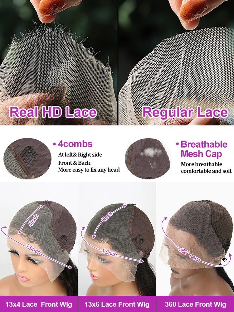 300% High Density Loose Deep Wave 40 46 50 Inch 13x6 13x4 HD Lace Frontal Human Hair Wig Brazilian 360 Full Curly Wigs For Women