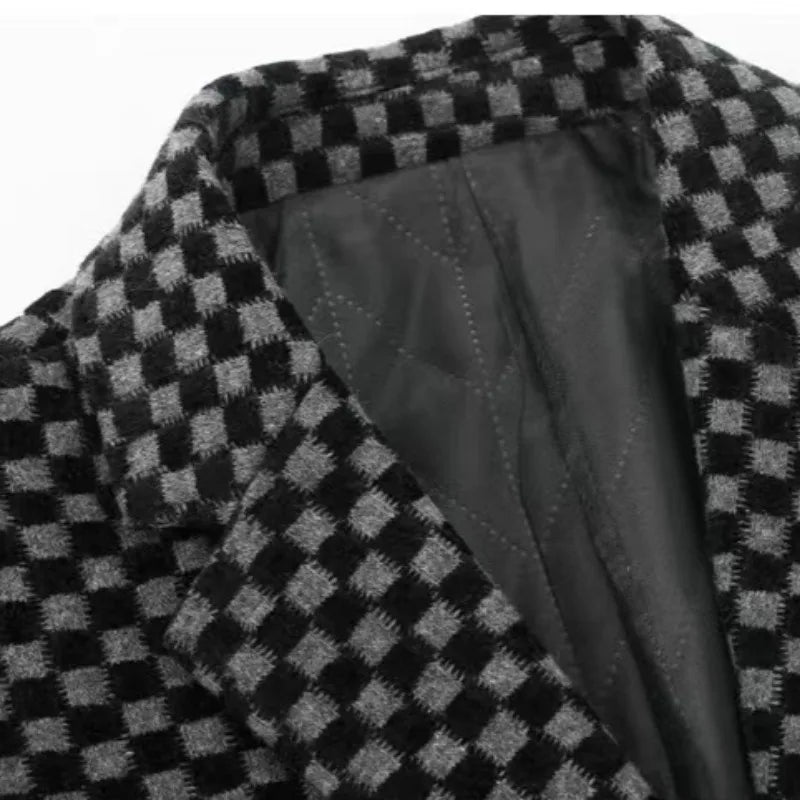 Winter Add Velvet Woolen Suit Jackets Men Thick Warm Wedding Blazers Brand Casual Business Dress Coat Social Office Streetwear