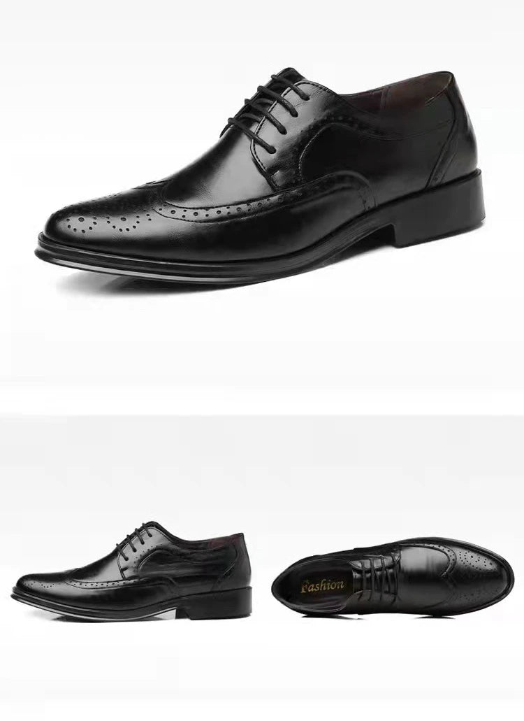 Herren Schnürschuhe Handgefertigt Brogue-Stil Party Lederschuhe Hochzeitsschuhe Herren Flats PU-Leder Business-Schuhe Atmungsaktive Business Loafers