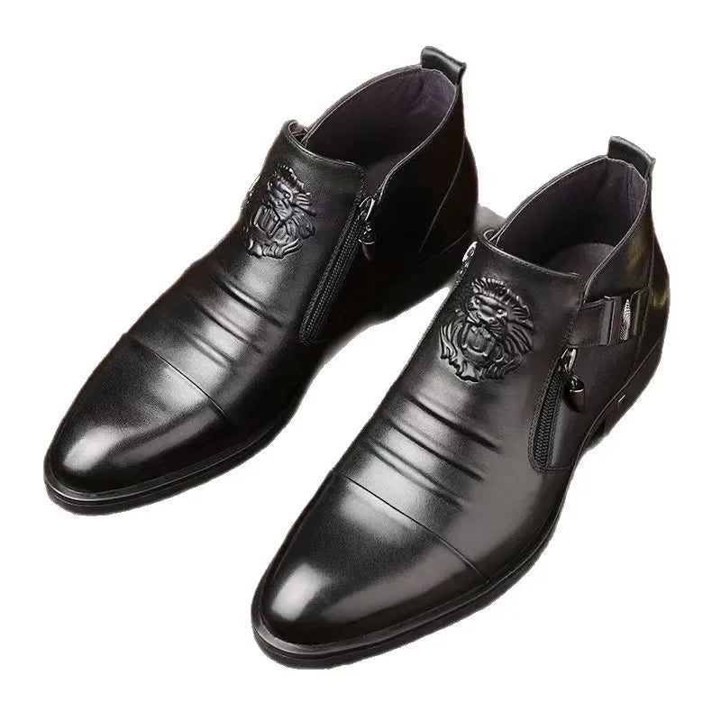 Trendige britische Herren-Halbstiefel mit spitzer Zehenkappe für festliche Anlässe und Hochzeiten – Modische Herrenschuhe