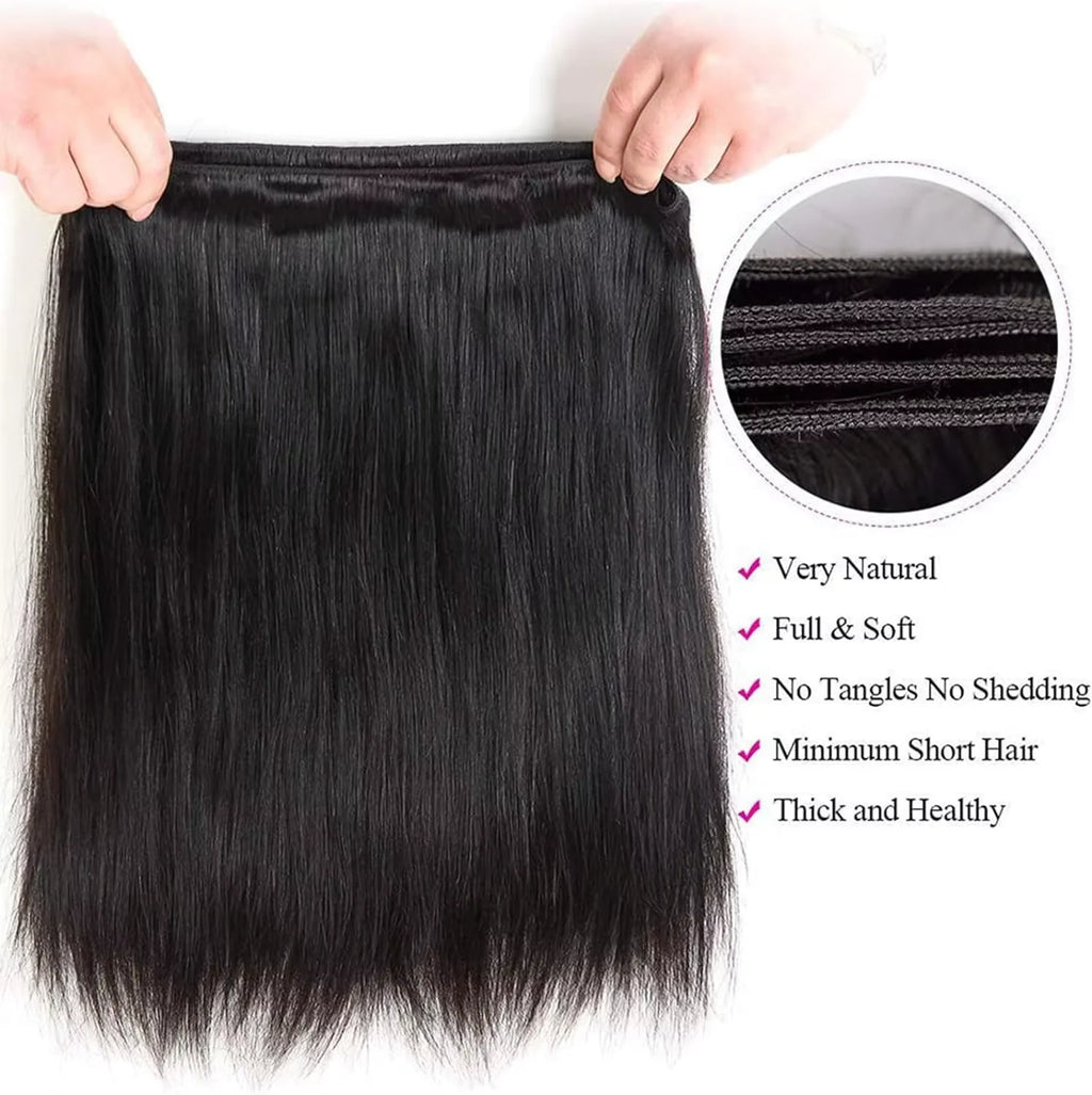 16A Straight Human Hair Bundles Brazilian Real Remy Weave Hair 3 4 5 Pcs 100% Unprocessed Raw Hair Bundles Extensions Natural Black For Women