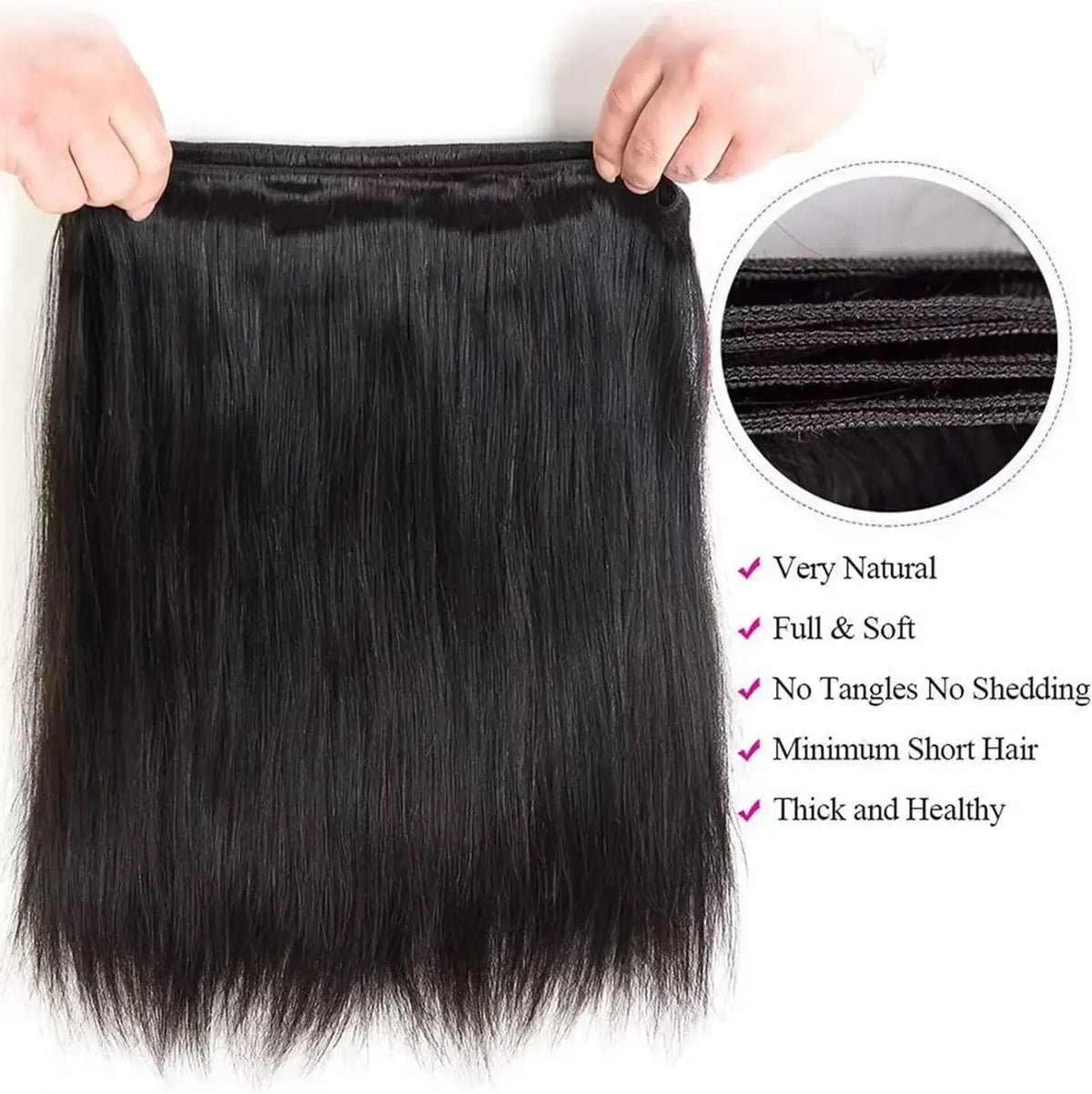16A Glatte Echthaar-Bundles, brasilianisches Echthaar, Remy-Haar, 3 4 5 Stück, 100 % unbehandeltes Rohhaar, Bundles-Extensions, Naturschwarz für Frauen