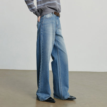 TOYOUTH Women Denim Jeans  Autumn New Cotton High Street Wide Leg Pants Gray