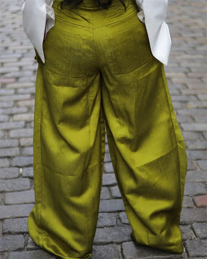 Solid Color Multi-pocket Loose Pants Women High Street Wide Leg Pants Straight High-waisted Oversized Y2K Trousers Pantalones