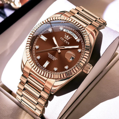 OLEVS 6736 Mens Watch High Quality Luxury Automatic Mechanical Wristwatch Waterproof Stainless Steel Watches Man