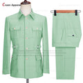 Fashion Men Suit Sets Costumes Formal Chinese Tunic Suit Blazer Pants 2 Pieces Tailor-made Wedding Business Prom Slim Fit Tuxedo