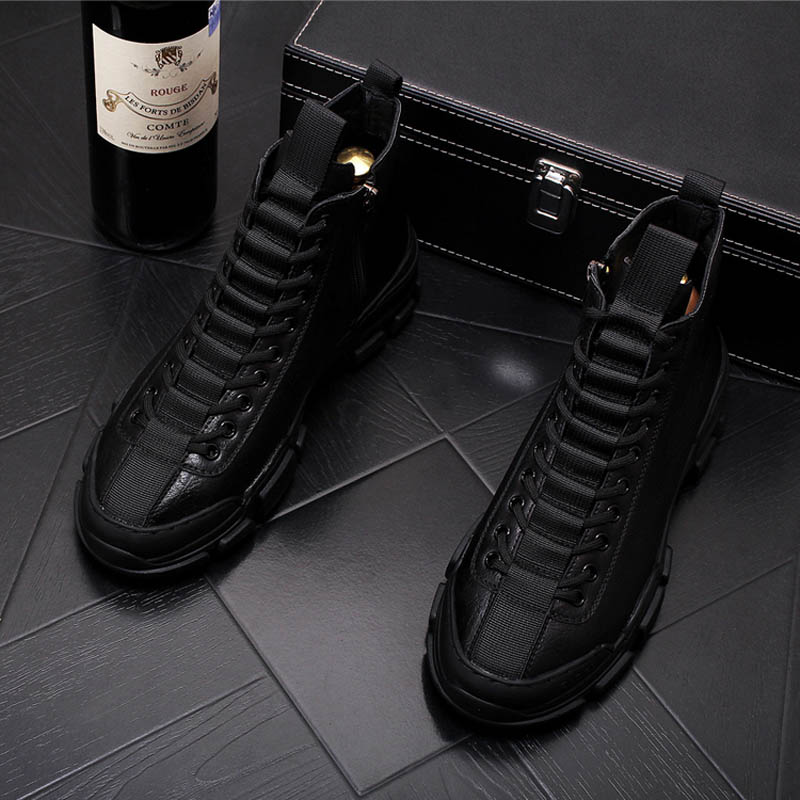 Top Quality Fashion Men's Casual Shoes leather Platform Men Sneakers Male Man Trending Leisure High Tops Shoes for Men