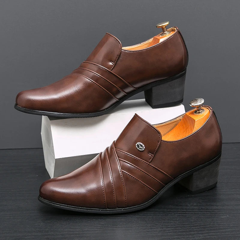 High-End Marke Herren Business Schnürschuhe Leder Erhöhte Höhe Britische Schuhe Herren Spitz zulaufende Zehe Schuhe Hochzeit Stiefel Größe:37-46