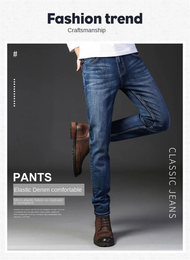 New Fashion Spring Autumn Men's Stretch Slim Jeans Casual Denim Luxury Clothing Men Designer Jeans Designer Clothes Cowboy Pants