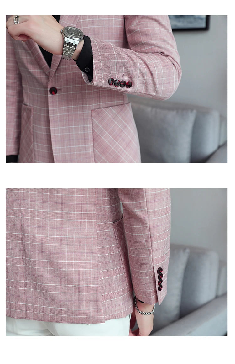 2024 New High-end Men's Two-button Suit Fashion Matching Handsome Casual Dating Slim Suit Single West Coat  Gucci Blazer Men