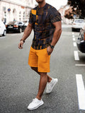 New Plus Size Men's T-shirt And Shorts Set Summer Casual Daily Men's Short Sleeve Top Urban Street Men's Fashion T Shirt Shorts