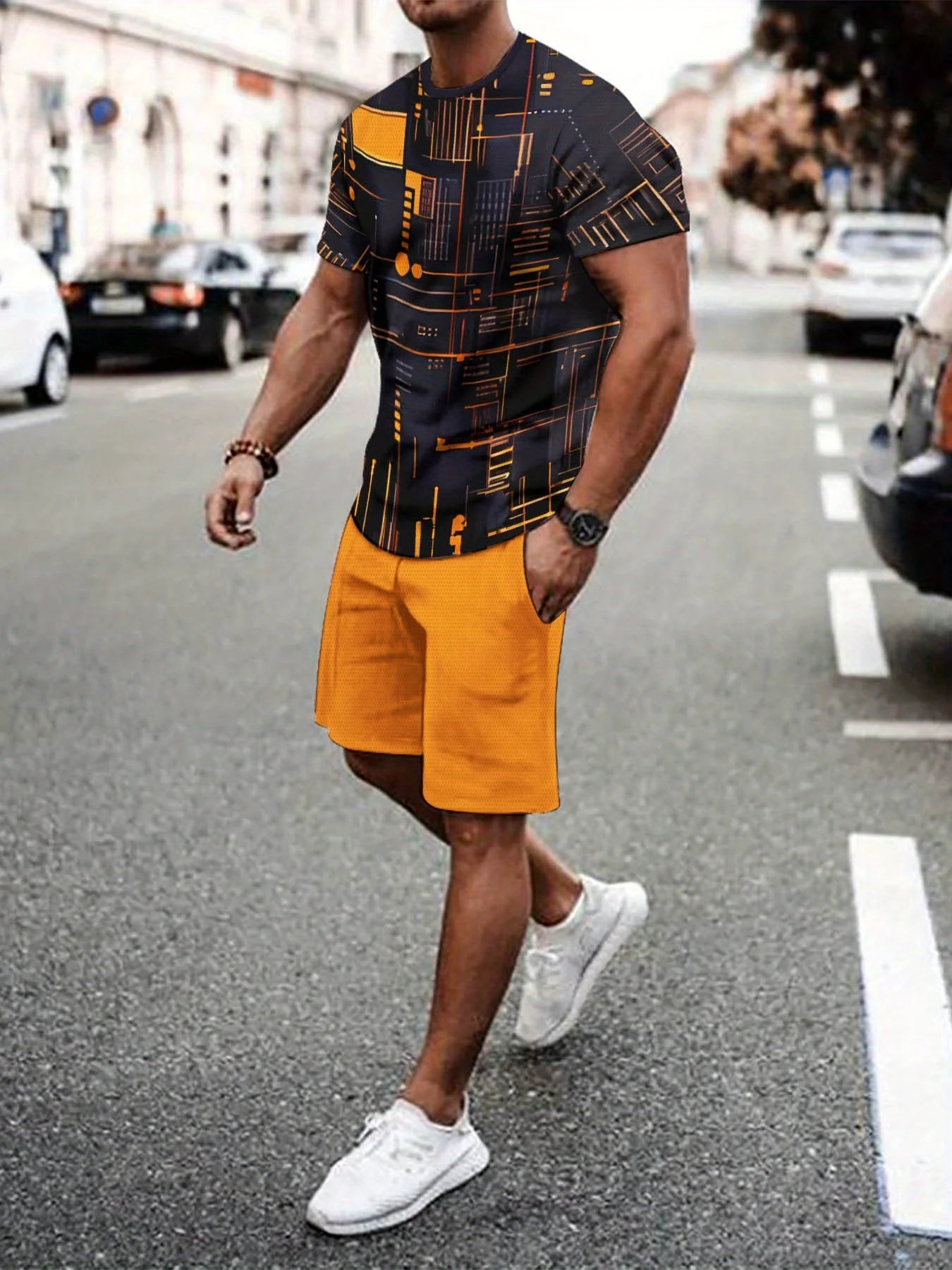 Neue Übergrößen Herren T-Shirt und Shorts Set Sommer Lässig Alltag Herren Kurzarm Oberteil Urban Street Herren Mode T-Shirt Shorts