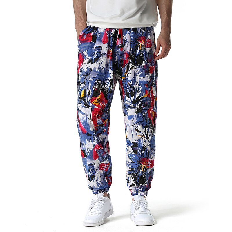 Pantaloni din bumbac, in, pentru bărbați, modă, talie mijlocie, bărbați, casual, hip hop, largi, turism, mărimi mari, îmbrăcăminte de vară, îmbrăcăminte de stradă