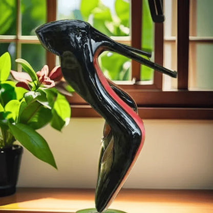 Black sexy high heels for women  new high-end super high heels 12cm pointed versatile professional red sole single shoes