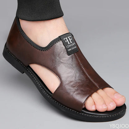 Roman Sandals Summer new Men's Shoes Casual anti-skid driving leather shoes Breathable trendy soft soled Male sandals Homme