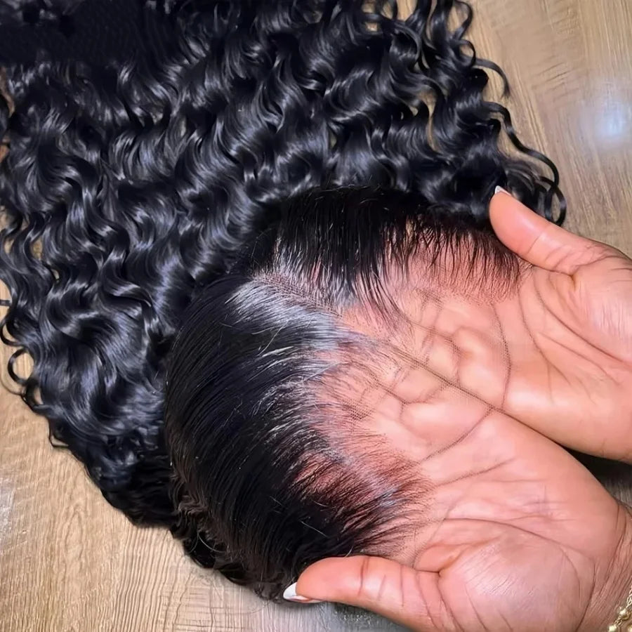 200% Deep Wave Lace Front Wig Human Hair 13X4 HD Transparent Curly Lace Front Wig Human Hair Wig Brazilian Pre Plucked