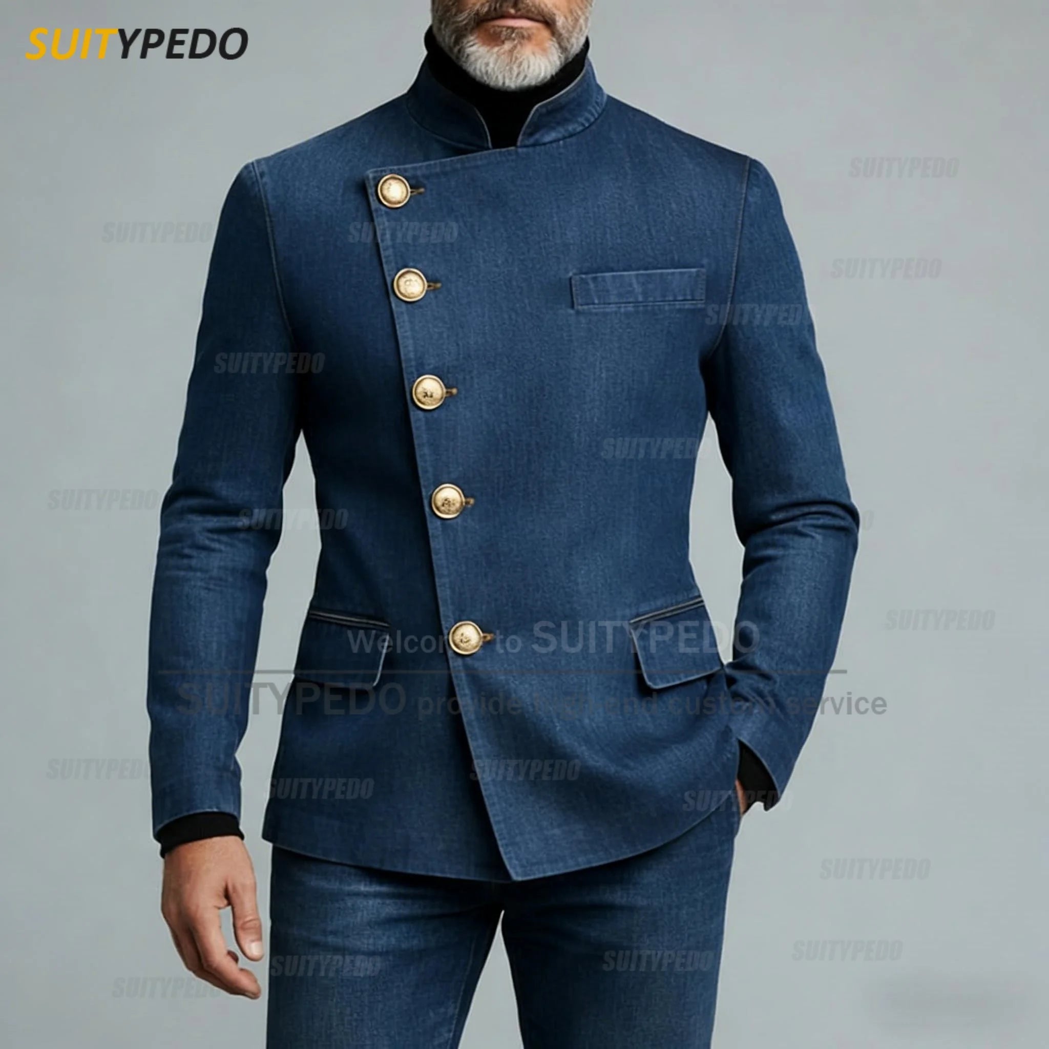 Fashion Denim Suits  Sets for Men High Quality Single Breasted Regular Length 2 Piece Jacket And Pants Casual Costumes Hommes