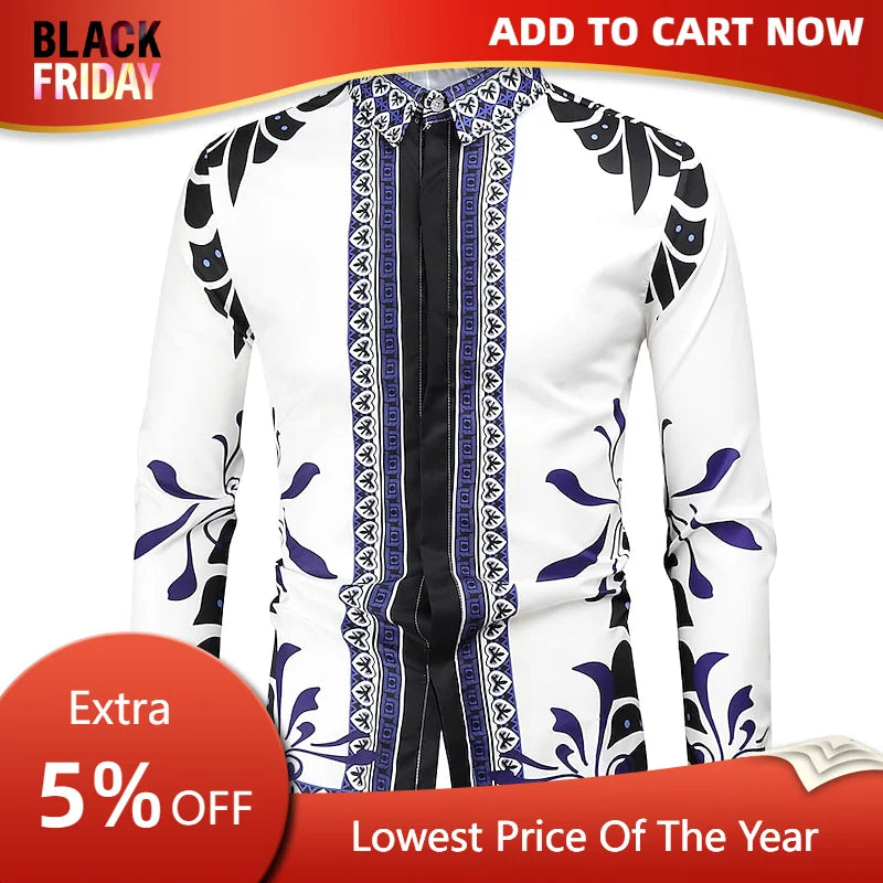 Men's Shirts Western Shirts Patterned Classic Collar Green Red Black White Daily Resort Long Sleeve Clothing