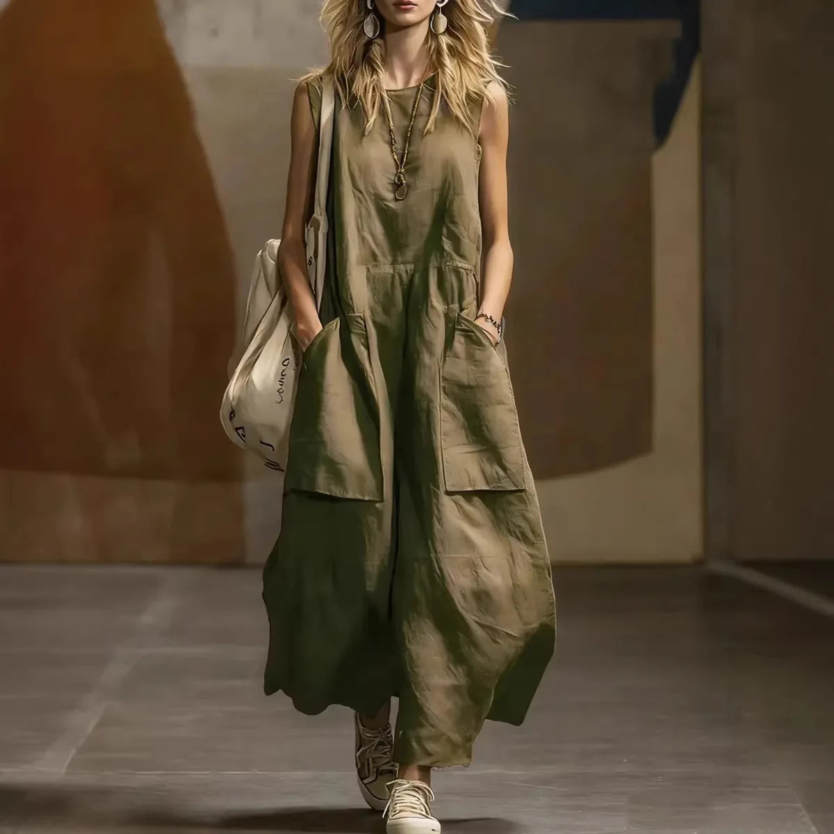 2026 Summer Loose And Simple Sleeveless Cotton And Linen Women's Dress New Fashion Casual Pocket Female Holiday Long Dresses