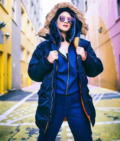 Winter N3B usaf waterproof puffer long coat military fur hood warm tactical bomber army thick us air force parka for men