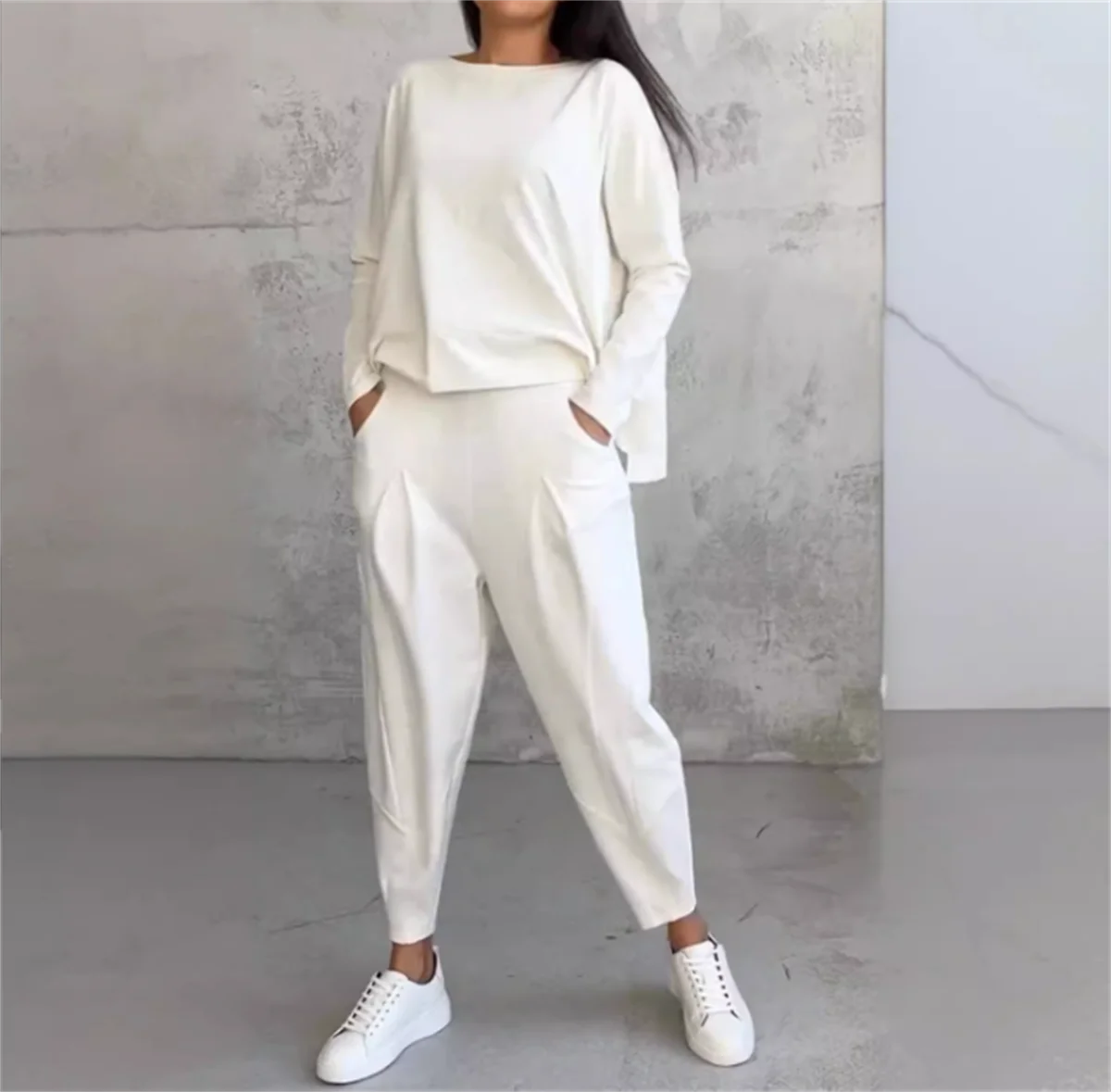 Two Piece Set For Women Long Sleeve O Neck Tops Elastic Waist Pants Suit Solid Fashion Casual Sportswear 2024 Autumn Pant Sets