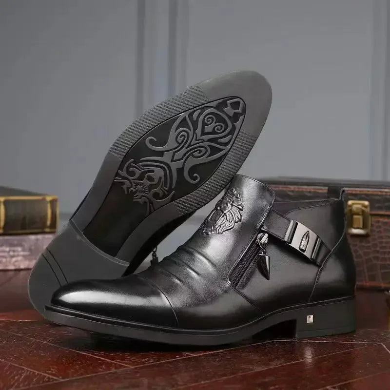Trendige britische Herren-Halbstiefel mit spitzer Zehenkappe für festliche Anlässe und Hochzeiten – Modische Herrenschuhe