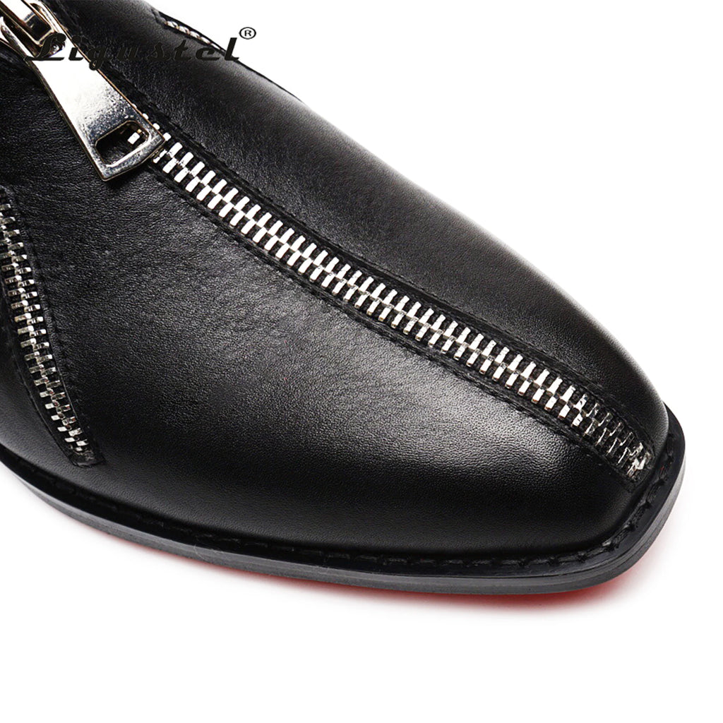 Ligustel Man Original Handmade Red Bottom Shoes Men Fashion Wedding Party Black Leather Loafers Shoes for Men with Free Shipping