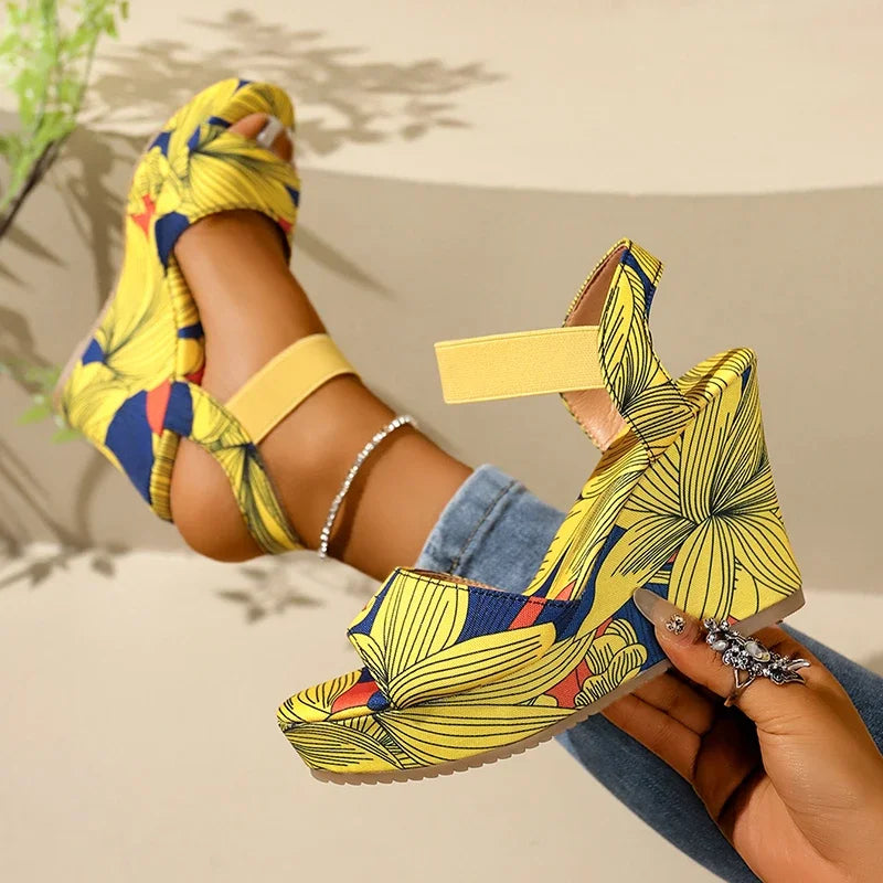 Shoes for Women  New Women Wedge Sandals Retro Ethnic Printing Platform Sandals Ladies Casual Comfortable Outdoor Sandals