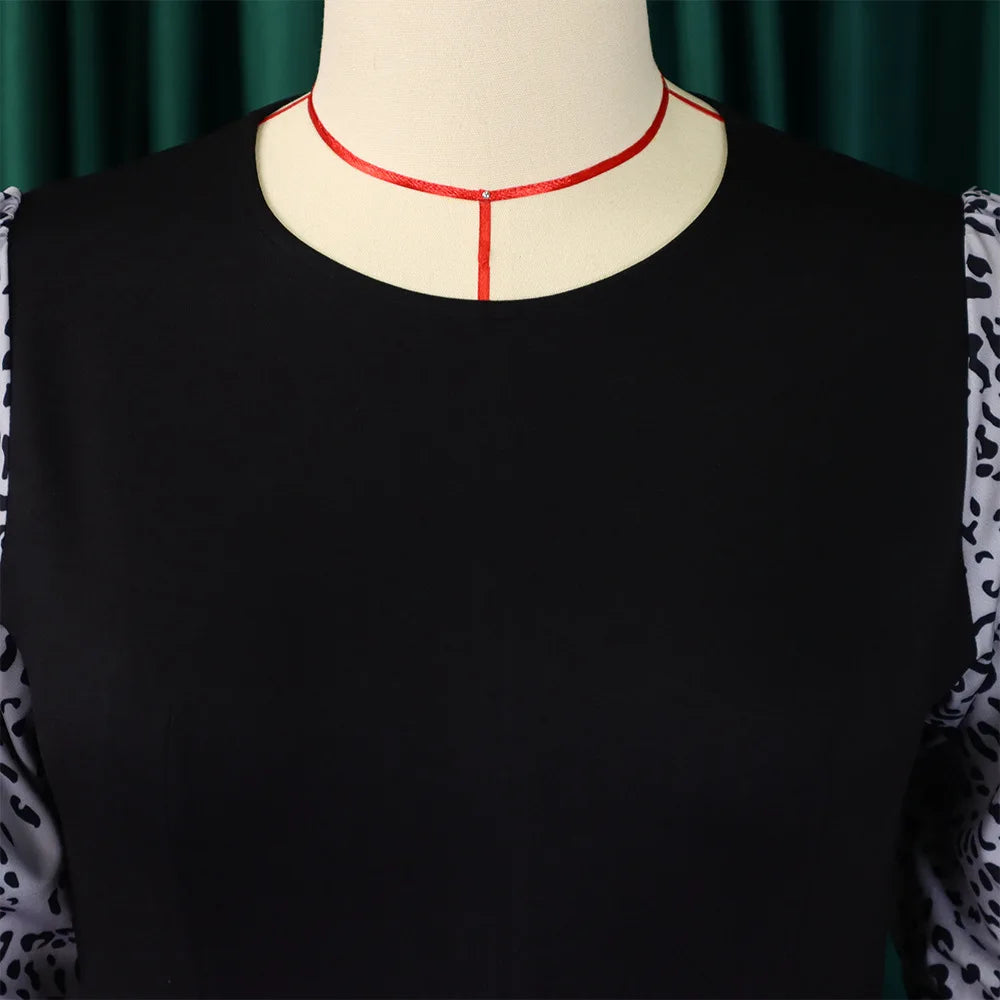 FairyShely 2025 Short Sleeve Patchwork Plus Size Dress Women Large Bodycon Big Dresses Lady Summer Party Tight Curvy Dress