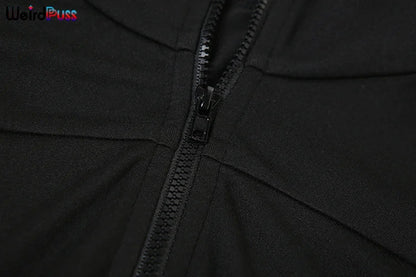 Weird Puss  Autumn Women 2 Piece Set Casual Tracksuit Zipper Thin Drawstring Jacket+Leggings Matching Streetwear Sporty Suit