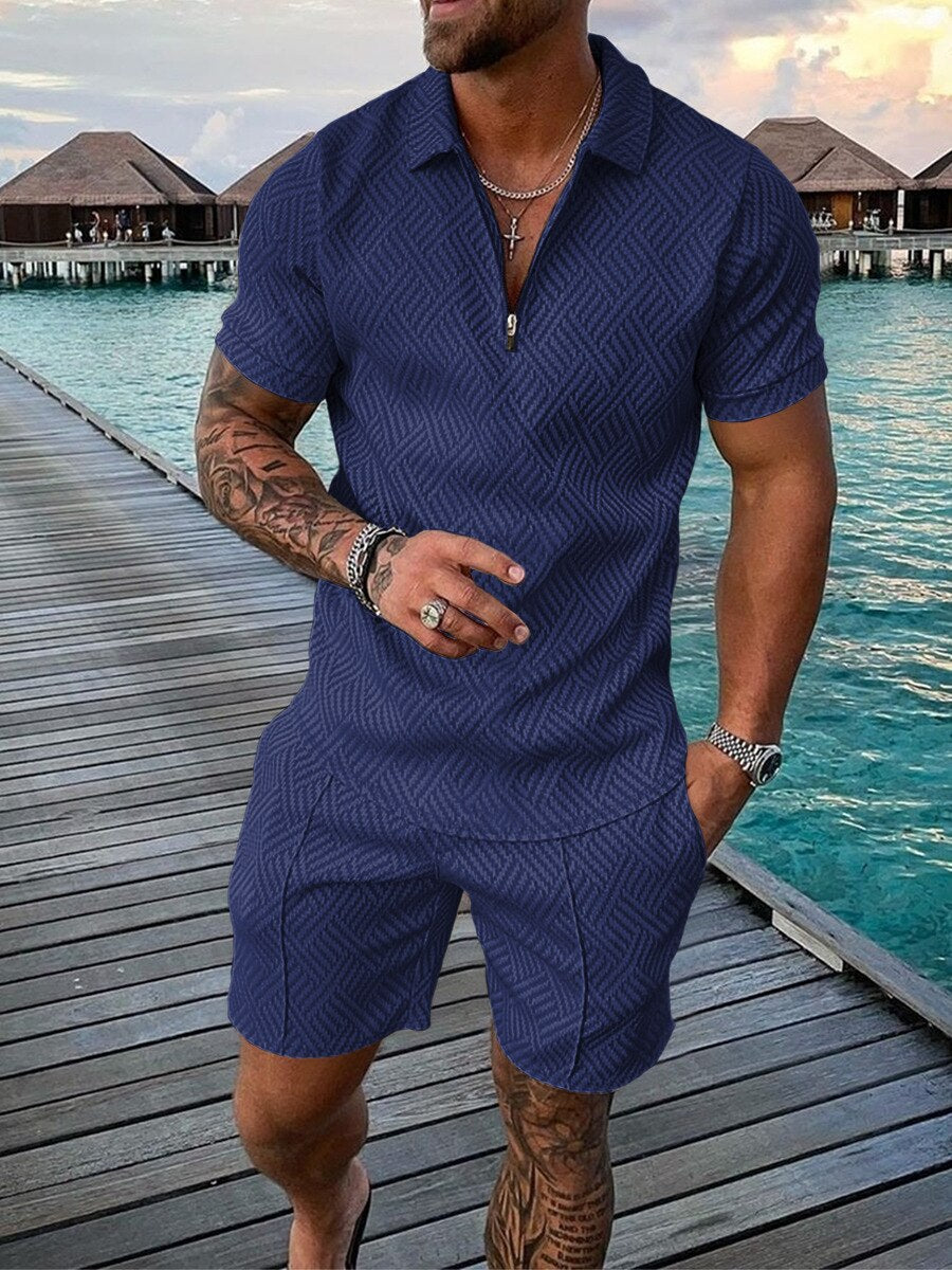 Men Casual Print Outfit 2-Piece Set Short Sleeve Shirt and Shorts Set Tracksuit High Quality Clothing M-3XL For Free Shipping