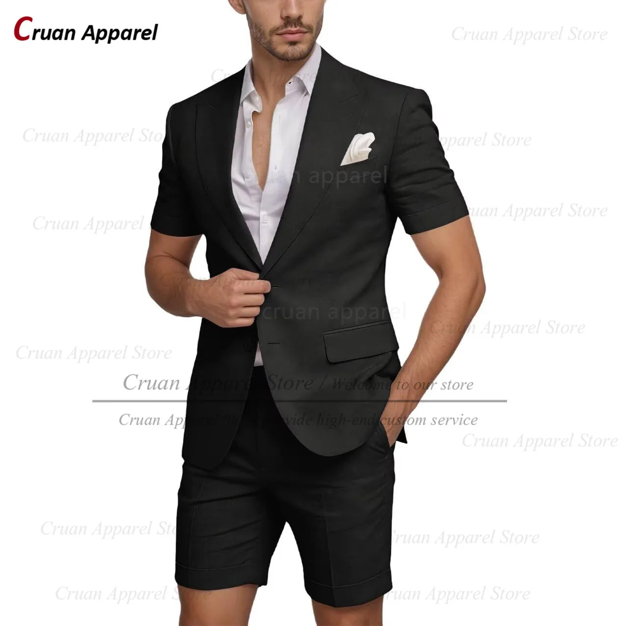 Beach Linen Men Suit Shorts Slim Fit Formal Best Man Groom Wedding Dress Tuxedo Casual Short Sleeve Blazer Pants 2 Pieces 2026