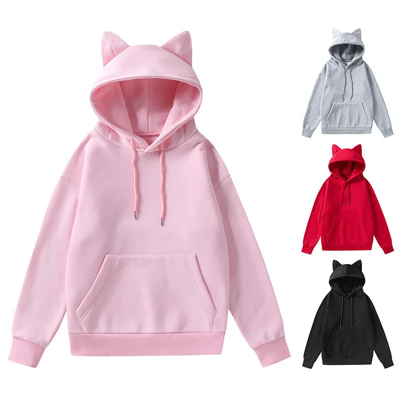 2024 New Winter Men's Hoodie Sweater Pullover South Korea Fashion Men's Cat Ears Cute Japanese Top Personality Sweatshirt Women