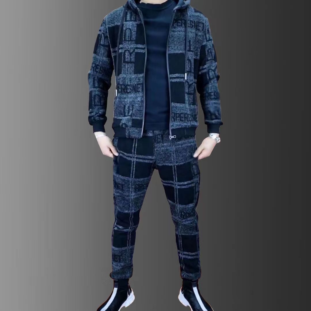 Mens Zipper Hoodie Tracksuit Set Luxury Logo Printed Jacket+Sweatpants Male Lapel Jacket Suit 2Pcs Outdoor Athletic Sets