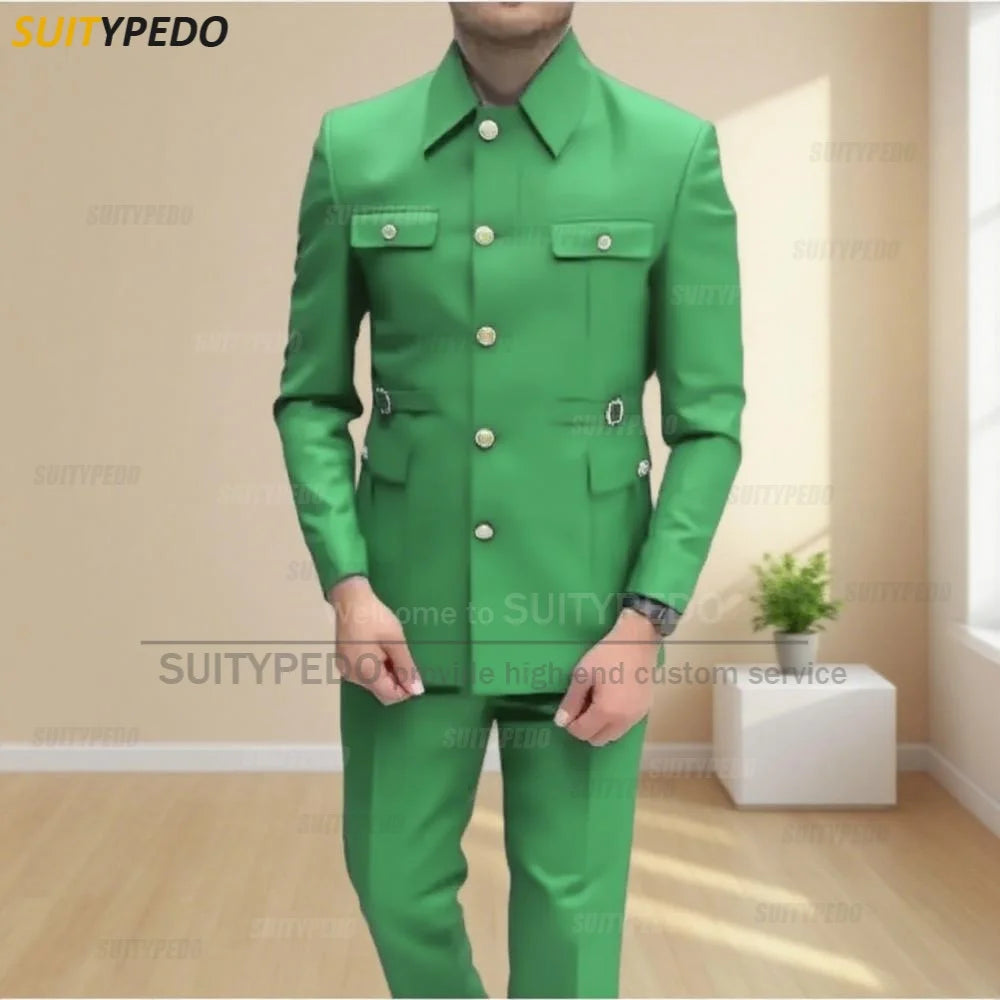 New Design  Men's Suit Sets Formal Slim Fit Prom Hommes 2 Pieces Blazer And Pants Fashion Single Breasted For Special Occasions