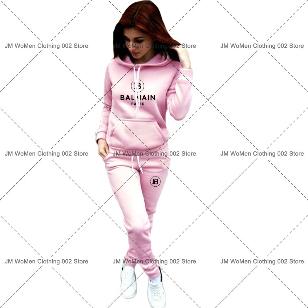 Autumn Winter Woman Hoodies Suit Ba Print Casual Sports 2 Piece Sets Womens Tracksuit Outfits Fashion Jogging Pullover Clothing