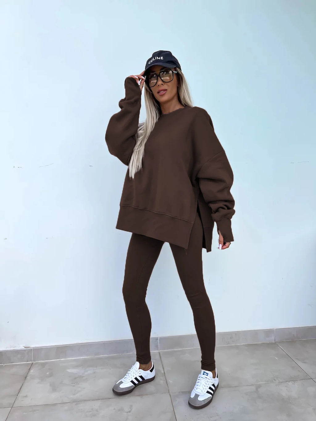 Spring summer  new Shirt  casual loose-fitting sweater tight pants 2 piece suit sets for women 2 pieces trousers sets