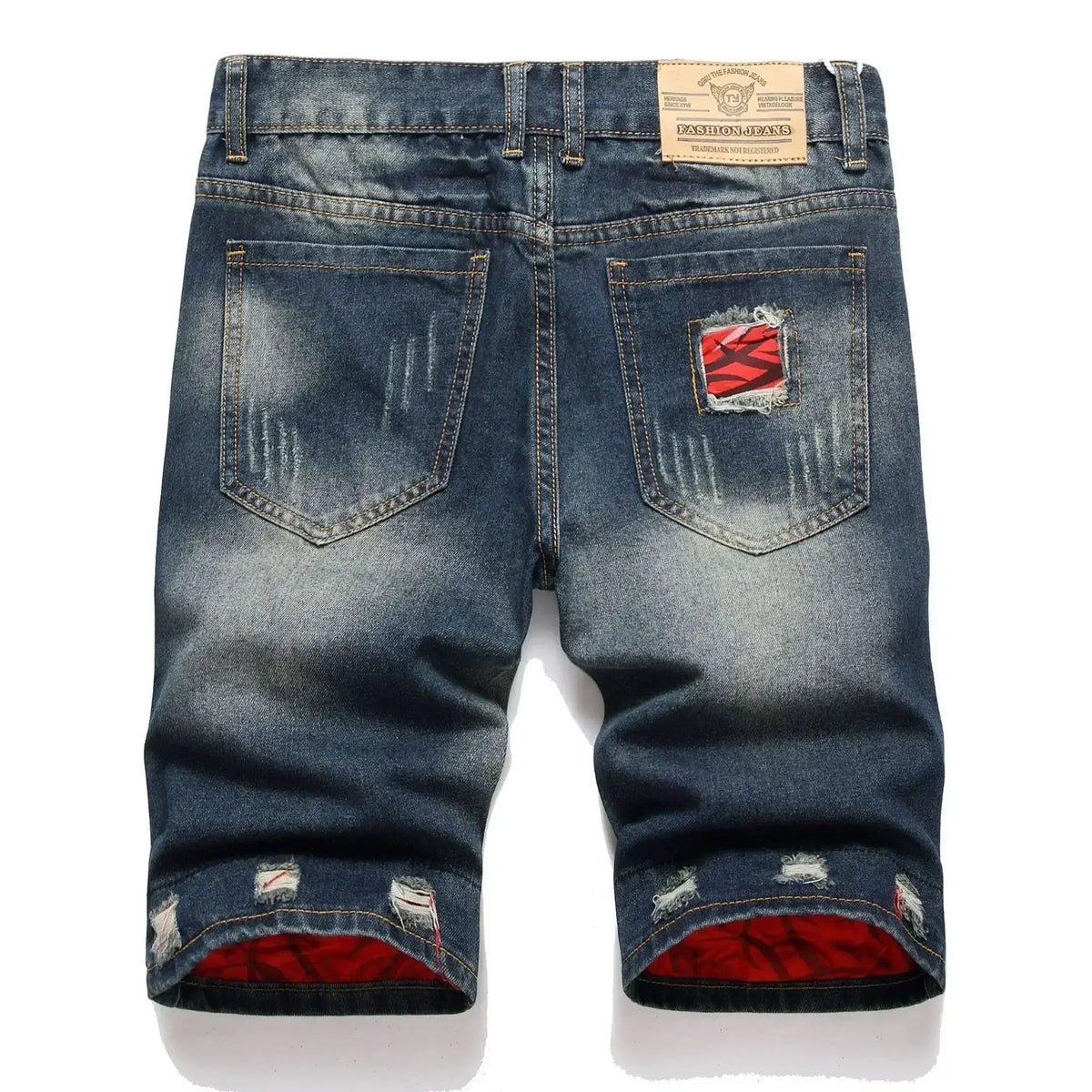 Men's Vintage Washed Denim Shorts, Ripped Street Style